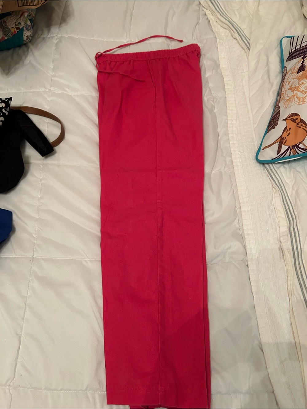 J. Crew Straight-Leg linen blend  Pants in Bright Pink